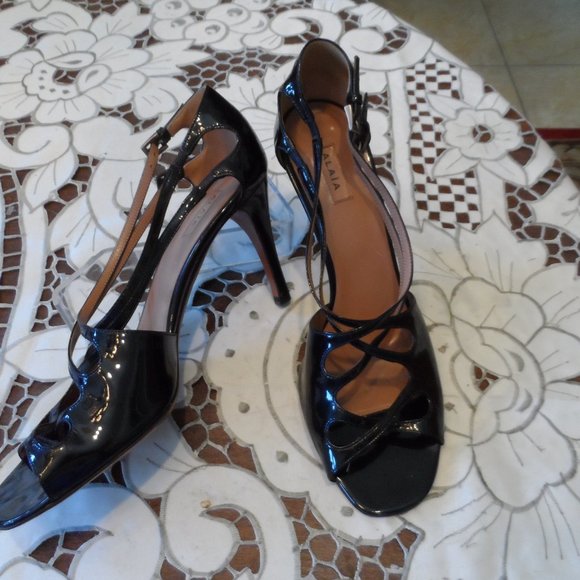 Alaia Paris Black Patent Leather Strappy Heels Size EU 38.5B US 8.5M - Picture 3 of 16